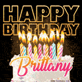 Brittany - Animated Happy Birthday Cake GIF Image for WhatsApp