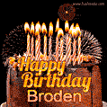Chocolate Happy Birthday Cake for Broden (GIF)
