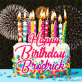 Amazing Animated GIF Image for Brodrick with Birthday Cake and Fireworks