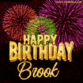 Wishing You A Happy Birthday, Brook! Best fireworks GIF animated greeting card.