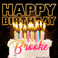 Brooke - Animated Happy Birthday Cake GIF Image for WhatsApp