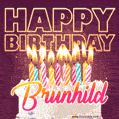 Brunhild - Animated Happy Birthday Cake GIF Image for WhatsApp