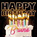 Bruno - Animated Happy Birthday Cake GIF for WhatsApp