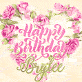 Pink rose heart shaped bouquet - Happy Birthday Card for Brylee