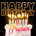 Bryson - Animated Happy Birthday Cake GIF for WhatsApp