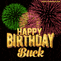 Wishing You A Happy Birthday, Buck! Best fireworks GIF animated greeting card.
