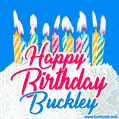 Happy Birthday GIF for Buckley with Birthday Cake and Lit Candles