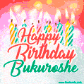 Happy Birthday GIF for Bukuroshe with Birthday Cake and Lit Candles