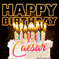 Caesar - Animated Happy Birthday Cake GIF for WhatsApp