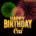 Wishing You A Happy Birthday, Caidan! Best fireworks GIF animated greeting card.