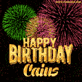 Wishing You A Happy Birthday, Caius! Best fireworks GIF animated greeting card.