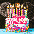Amazing Animated GIF Image for Calloway with Birthday Cake and Fireworks