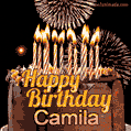Chocolate Happy Birthday Cake for Camila (GIF)