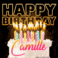 Camille - Animated Happy Birthday Cake GIF Image for WhatsApp