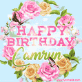 Beautiful Birthday Flowers Card for Camryn with Animated Butterflies