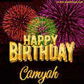 Wishing You A Happy Birthday, Camyah! Best fireworks GIF animated greeting card.