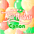 Happy Birthday Image for Canon. Colorful Birthday Balloons GIF Animation.