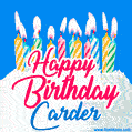 Happy Birthday GIF for Carder with Birthday Cake and Lit Candles
