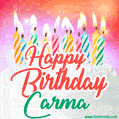 Happy Birthday GIF for Carma with Birthday Cake and Lit Candles