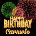 Wishing You A Happy Birthday, Carmelo! Best fireworks GIF animated greeting card.