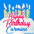 Happy Birthday GIF for Carmine with Birthday Cake and Lit Candles