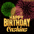Wishing You A Happy Birthday, Cashius! Best fireworks GIF animated greeting card.
