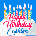 Happy Birthday GIF for Cashton with Birthday Cake and Lit Candles