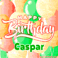 Happy Birthday Image for Caspar. Colorful Birthday Balloons GIF Animation.