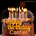 Chocolate Happy Birthday Cake for Castiel (GIF)