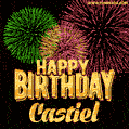Wishing You A Happy Birthday, Castiel! Best fireworks GIF animated greeting card.