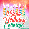 Happy Birthday GIF for Cattaleya with Birthday Cake and Lit Candles
