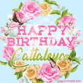 Beautiful Birthday Flowers Card for Cattaleya with Animated Butterflies