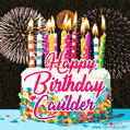 Amazing Animated GIF Image for Caulder with Birthday Cake and Fireworks