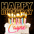 Cayne - Animated Happy Birthday Cake GIF for WhatsApp