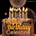 Chocolate Happy Birthday Cake for Celestine (GIF)