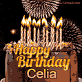 Chocolate Happy Birthday Cake for Celia (GIF)