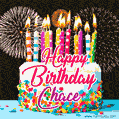 Amazing Animated GIF Image for Chace with Birthday Cake and Fireworks