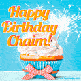 Happy Birthday, Chaim! Elegant cupcake with a sparkler.