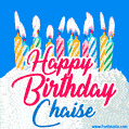Happy Birthday GIF for Chaise with Birthday Cake and Lit Candles