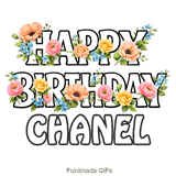 Modern floral Happy Birthday Chanel animated e-card with swaying blooms