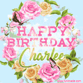 Beautiful Birthday Flowers Card for Charlee with Animated Butterflies