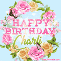 Beautiful Birthday Flowers Card for Charli with Animated Butterflies