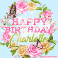 Beautiful Birthday Flowers Card for Charlotte with Animated Butterflies