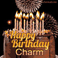 Chocolate Happy Birthday Cake for Charm (GIF)