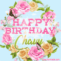 Beautiful Birthday Flowers Card for Chavy with Animated Butterflies