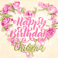 Pink rose heart shaped bouquet - Happy Birthday Card for Chioma