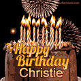 Chocolate Happy Birthday Cake for Christie (GIF)