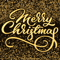 Merry Christmas!  Gold Stardust wave effect GIF.
