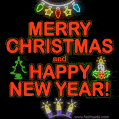 Merry Christmas and Happy New Year neon animated image