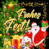 Ein weihnachtlicher Spruch in goldener Schrift auf einem dunklen Hintergrund mit leuchtenden Sternen.